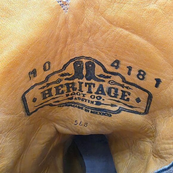 Heritage Boots Taupe Gray Orange Suede Leather Cowboy Western Boots Mens 10 CBC - Picture 4 of 16